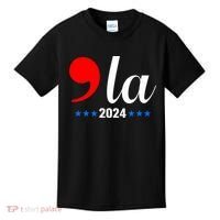 Comma + La Kamala Harris For President 2024 Election Kids T-Shirt thumb 0