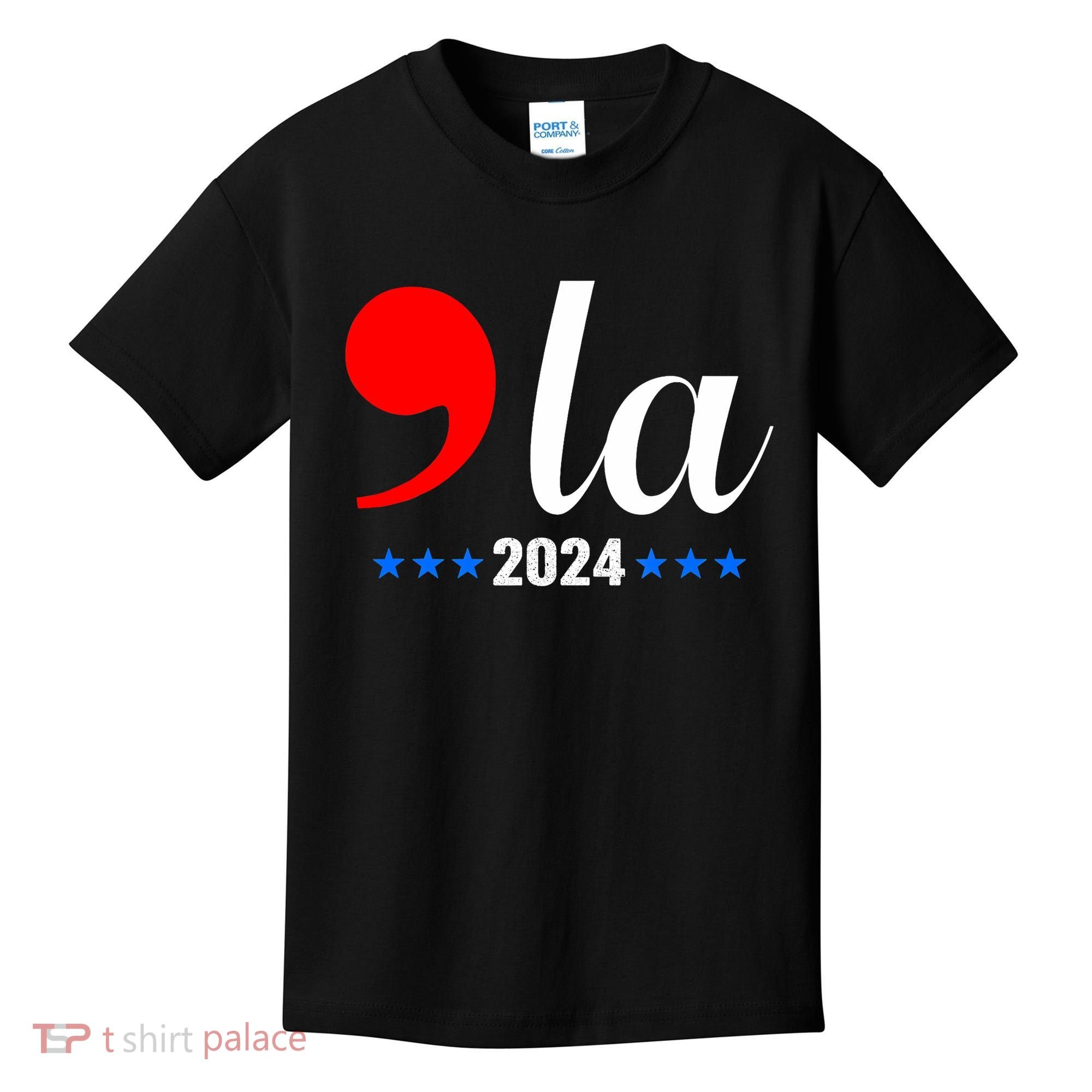 Comma + La Kamala Harris For President 2024 Election Kids T-Shirt