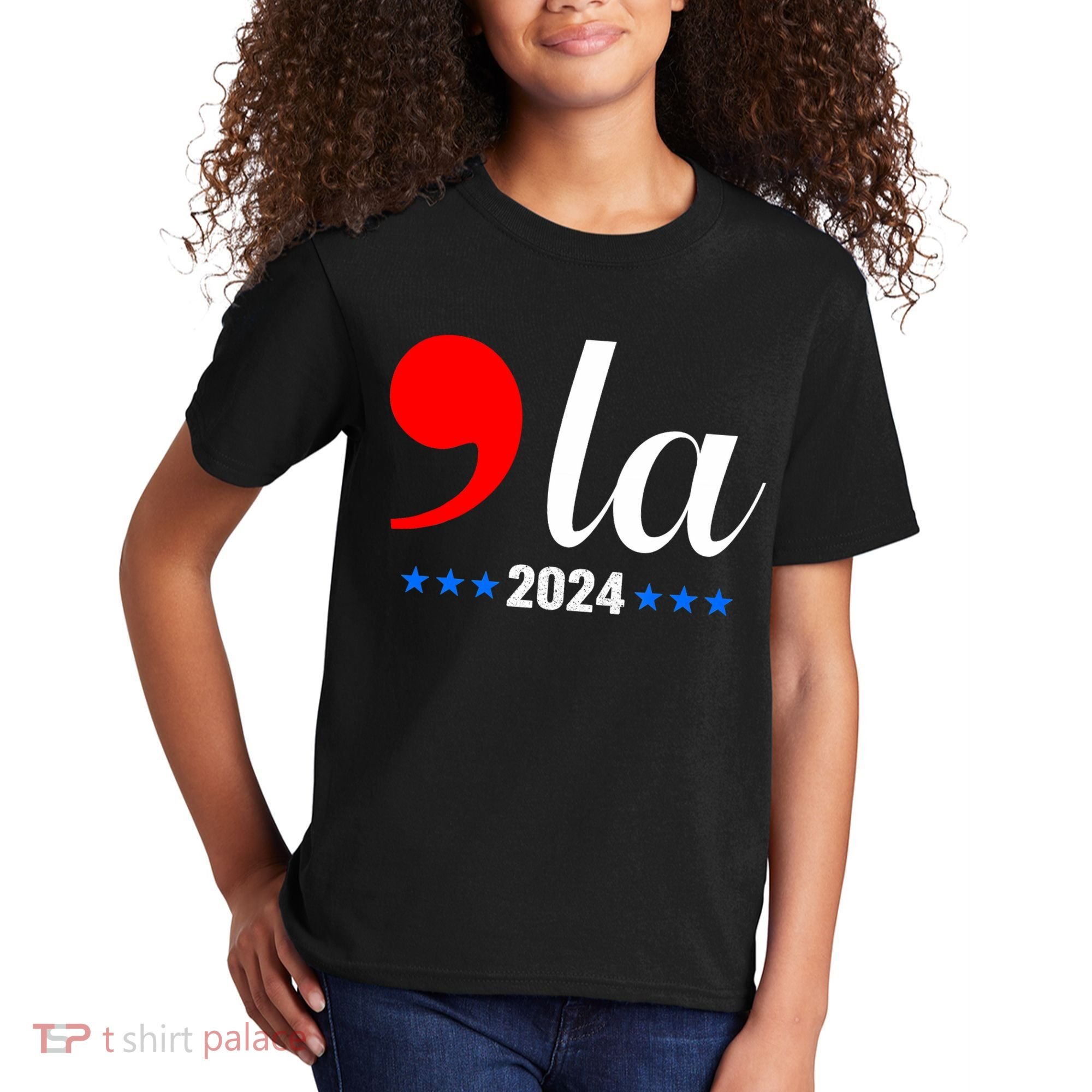 Comma + La Kamala Harris For President 2024 Election Kids T-Shirt
