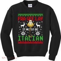 Fragile Christmas Leg Lamp FRA GEE LAY It Must Be Italian Ugly Sweater Kids Sweatshirt thumb 0