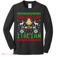 Fragile Christmas Leg Lamp FRA GEE LAY It Must Be Italian Ugly Sweater Kids Long Sleeve Shirt thumb 0