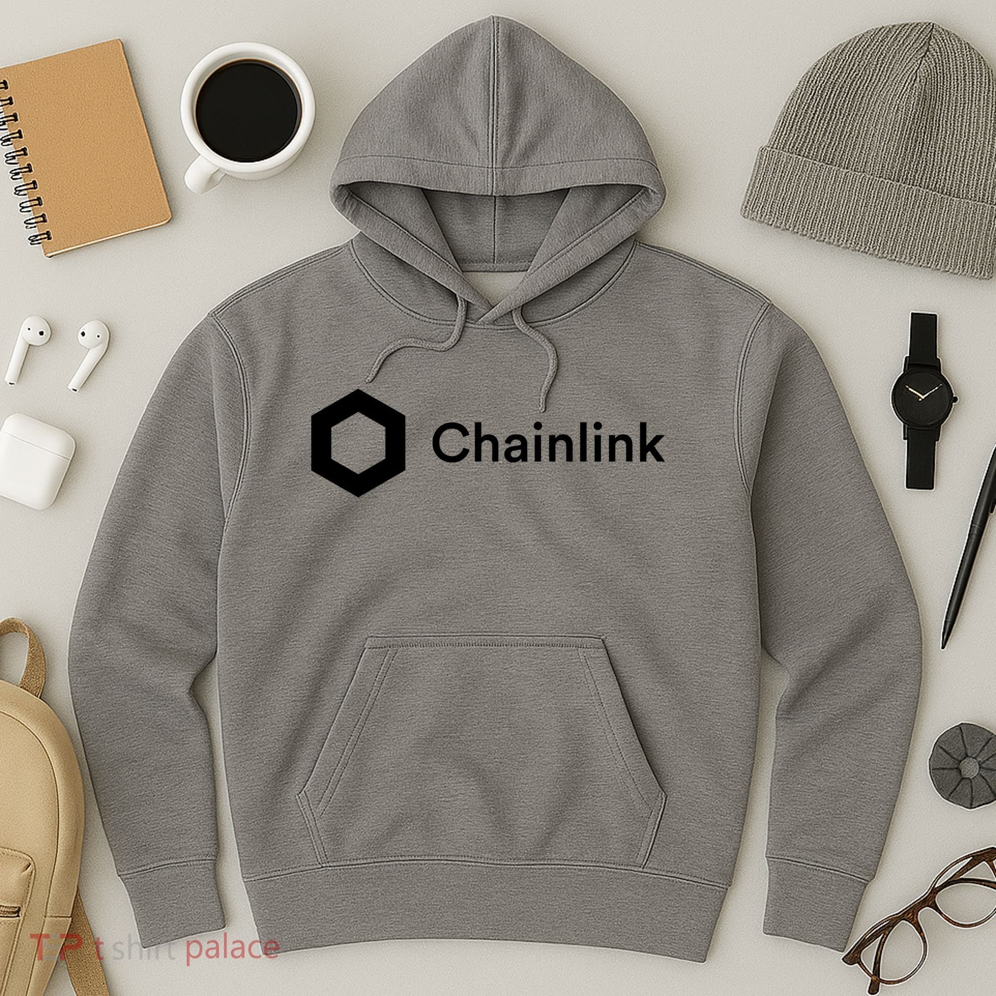 Chainlink LINK Logo, Chainlink Crypto Logo Blockchain DeFi Hoodie