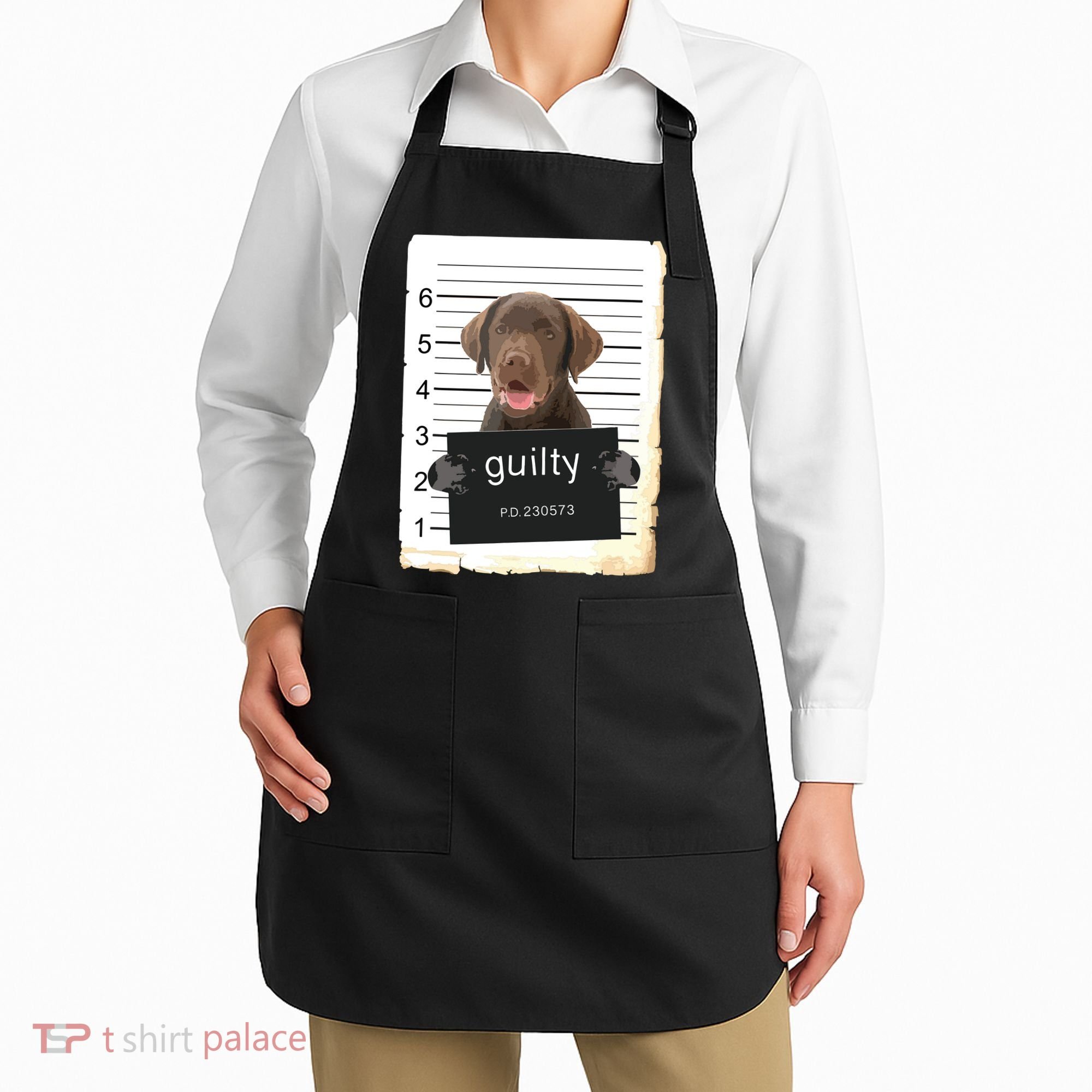 Chocolate Lab Labrador Dog Mug Shot Bad Dog Apron