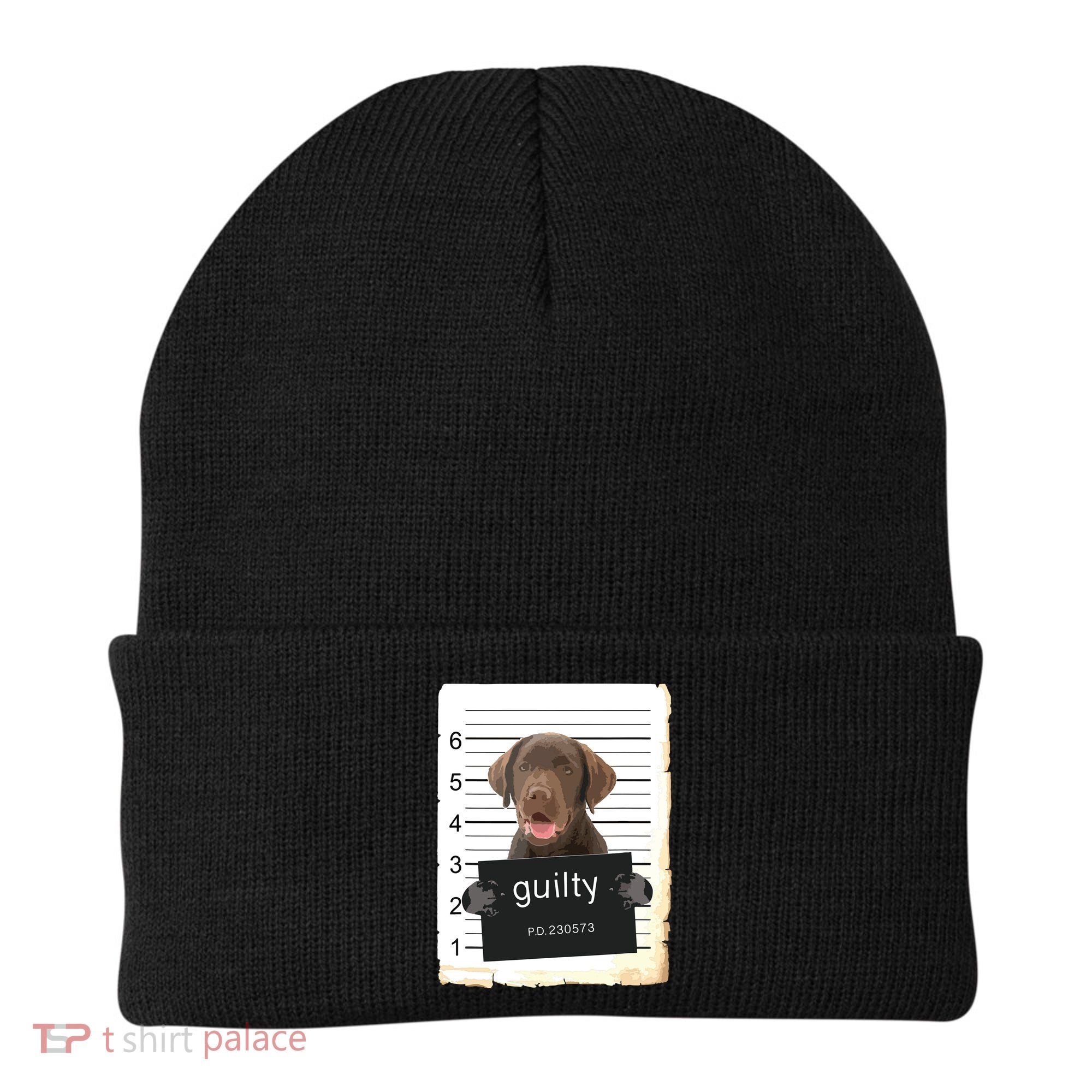 Chocolate Lab Labrador Dog Mug Shot Bad Dog Beanie
