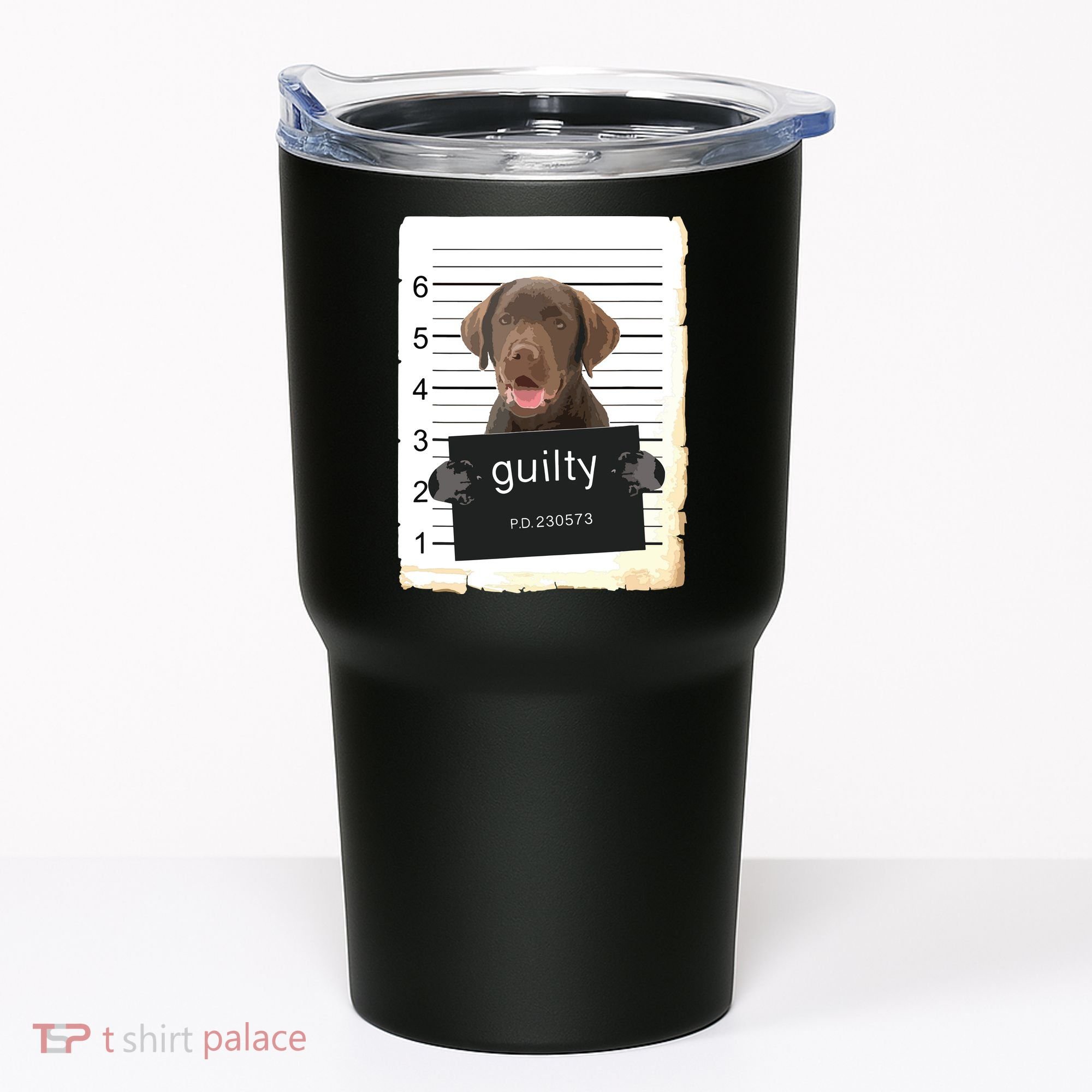 Chocolate Lab Labrador Dog Mug Shot Bad Dog Tumbler