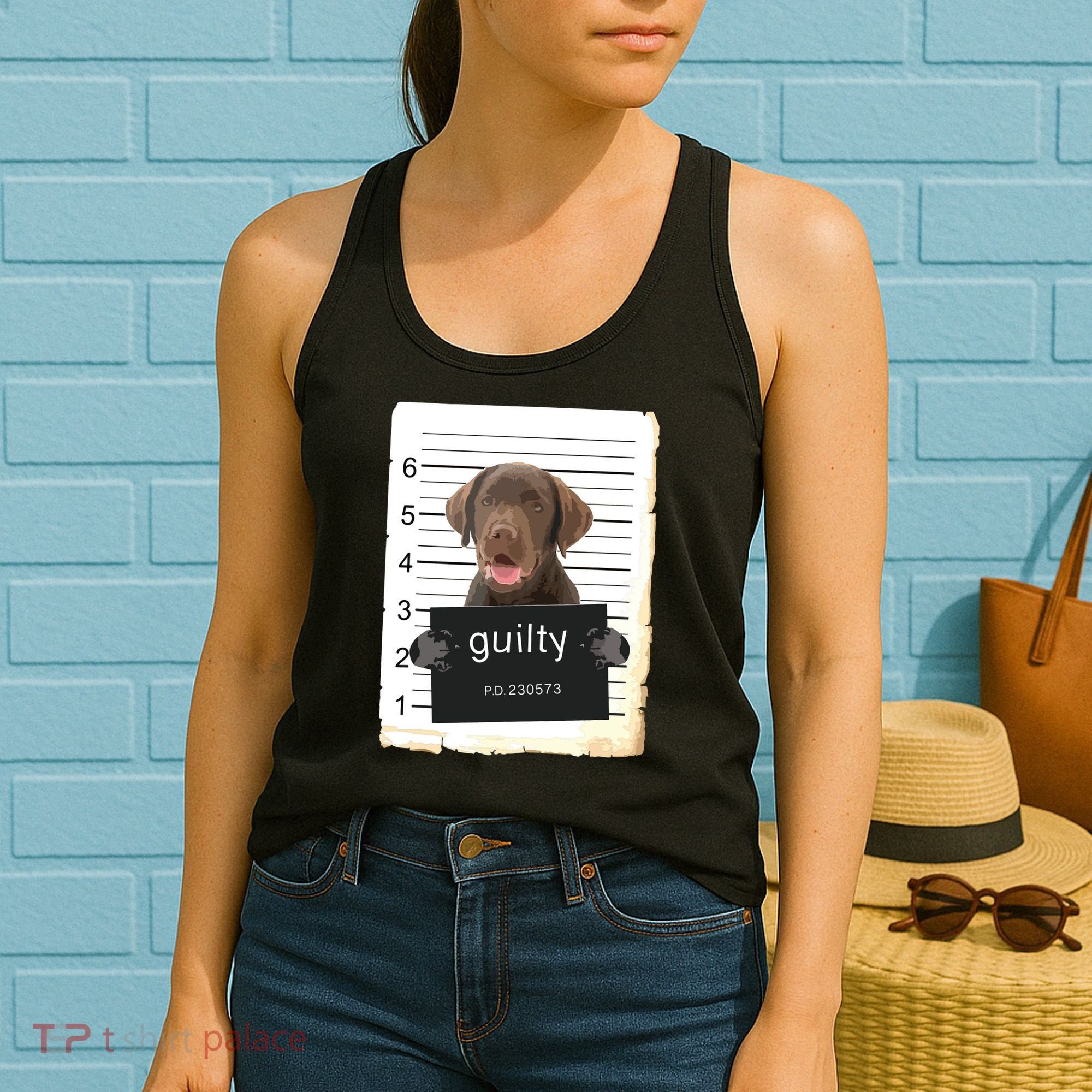 Chocolate Lab Labrador Dog Mug Shot Bad Dog Women's Tank Top