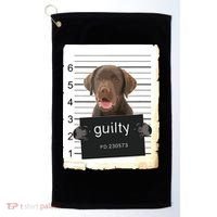Chocolate Lab Labrador Dog Mug Shot Bad Dog Golf Towel thumb 0