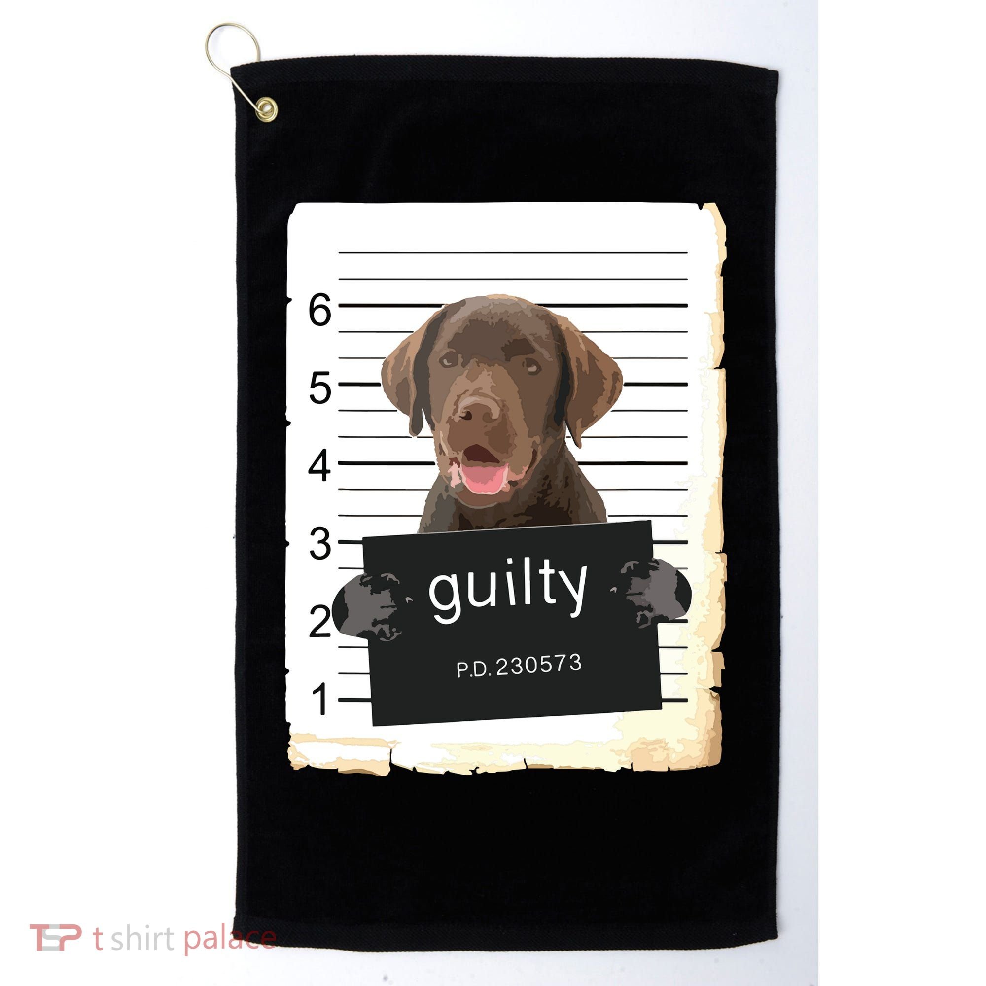 Chocolate Lab Labrador Dog Mug Shot Bad Dog Golf Towel