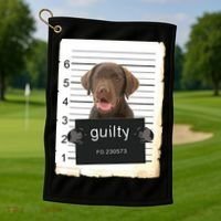 Chocolate Lab Labrador Dog Mug Shot Bad Dog Golf Towel thumb 1