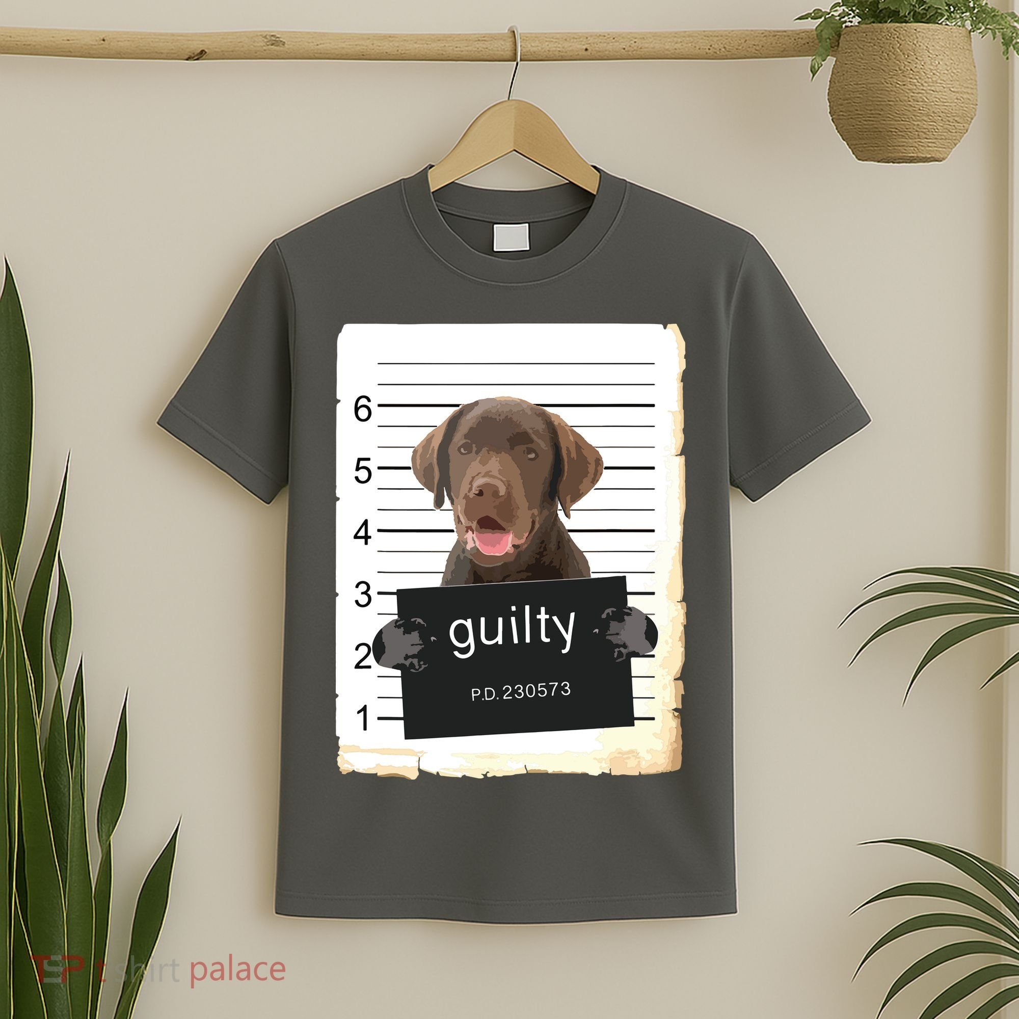 Chocolate Lab Labrador Dog Mug Shot Bad Dog T-Shirt