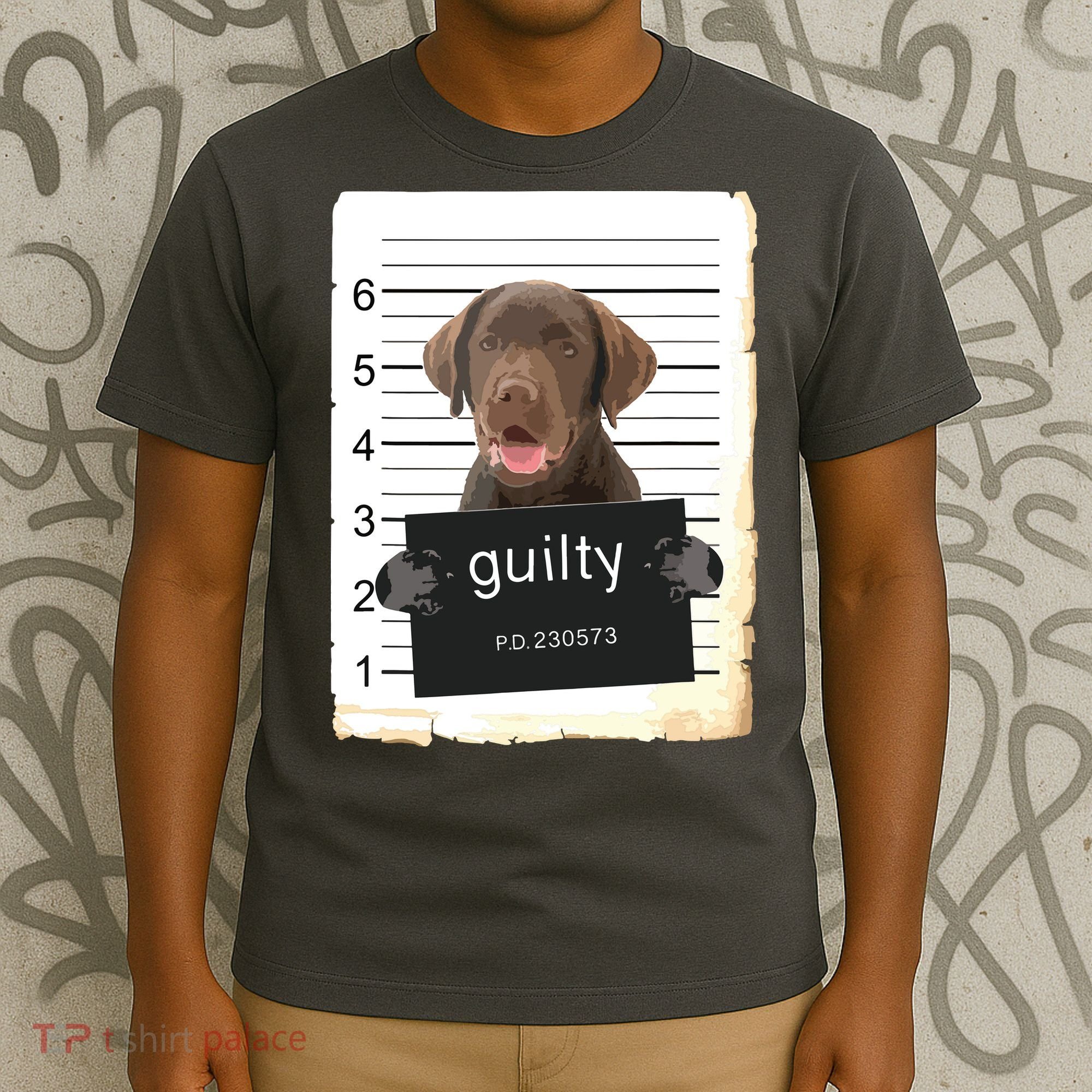 Chocolate Lab Labrador Dog Mug Shot Bad Dog T-Shirt