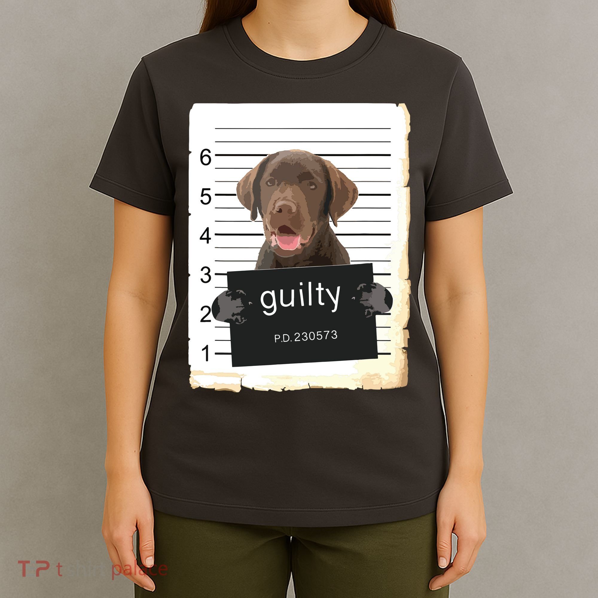 Chocolate Lab Labrador Dog Mug Shot Bad Dog T-Shirt