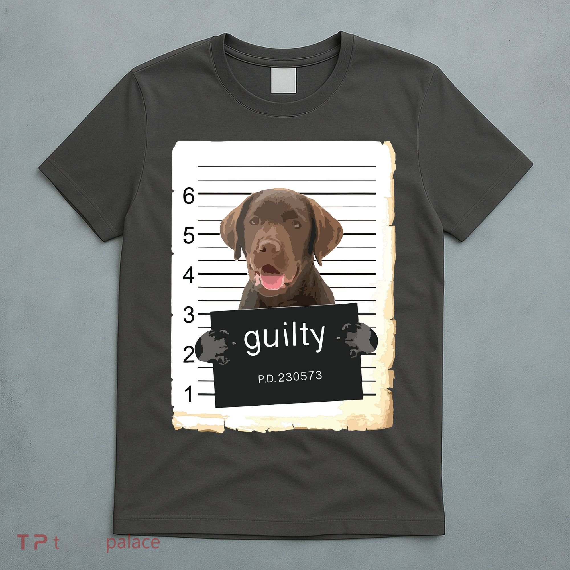 Chocolate Lab Labrador Dog Mug Shot Bad Dog T-Shirt