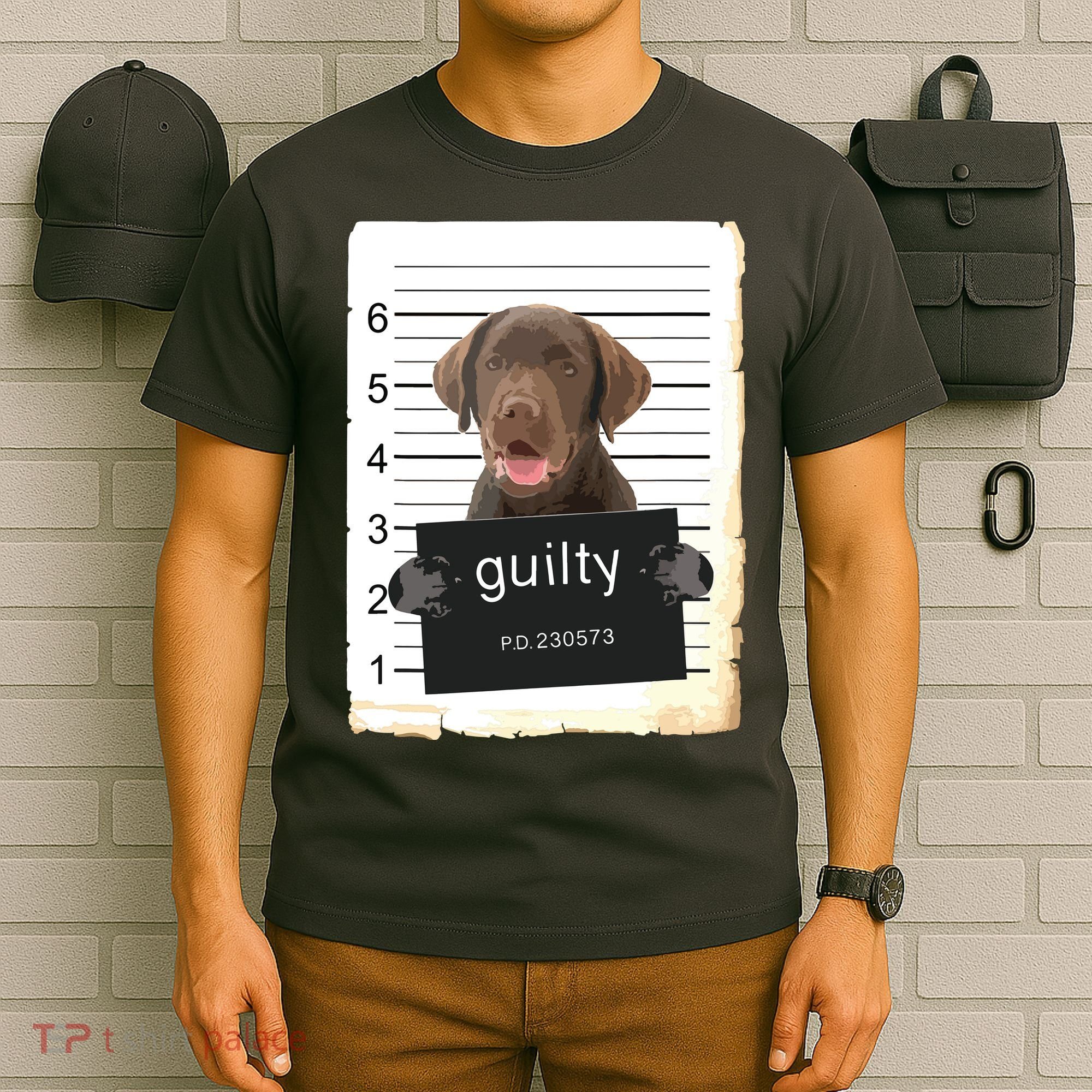 Chocolate Lab Labrador Dog Mug Shot Bad Dog T-Shirt