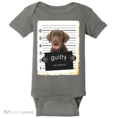 Chocolate Lab Labrador Dog Mug Shot Bad Dog Baby Bodysuit