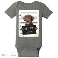 Chocolate Lab Labrador Dog Mug Shot Bad Dog Baby Bodysuit thumb 0