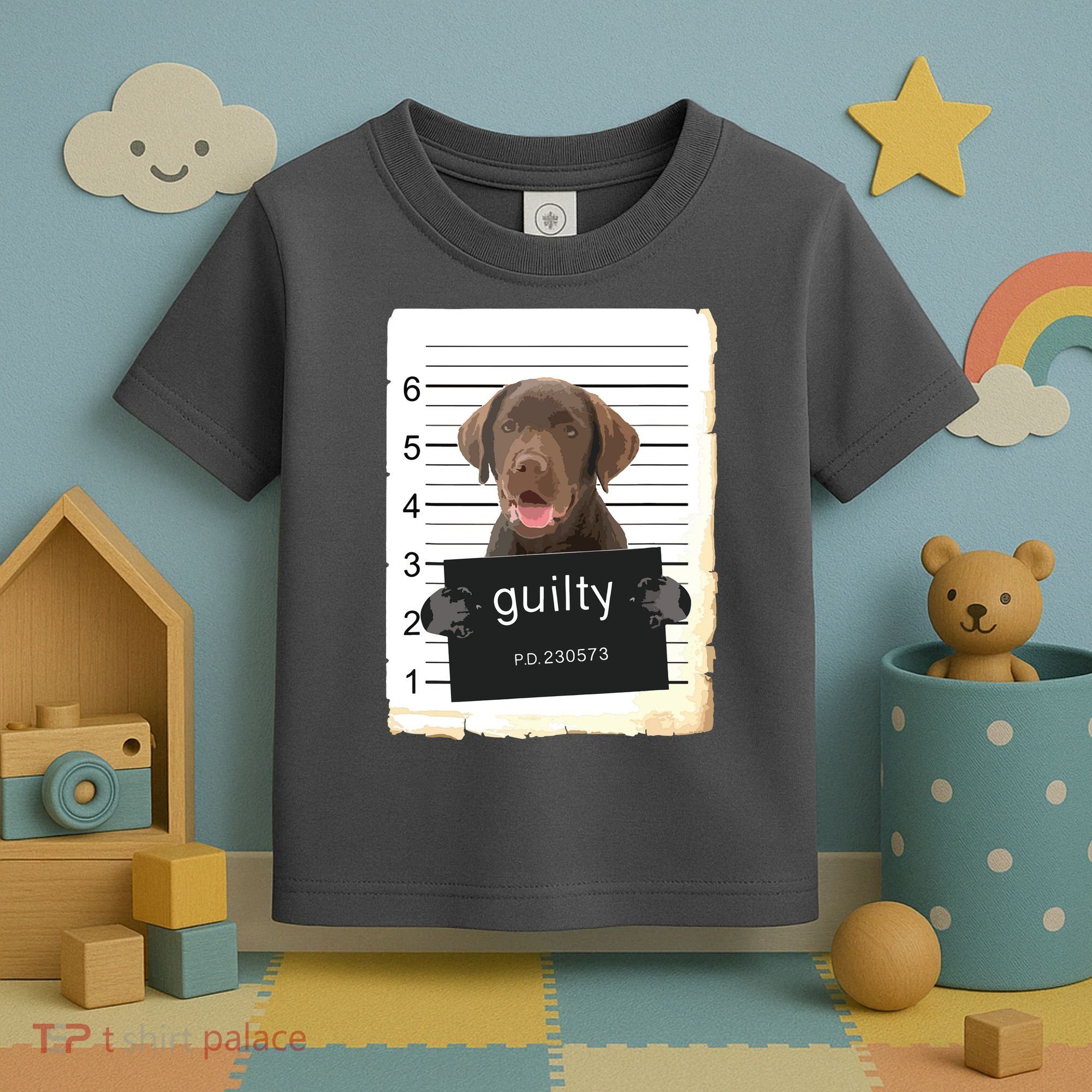 Chocolate Lab Labrador Dog Mug Shot Bad Dog Toddler T-Shirt