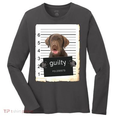 Chocolate Lab Labrador Dog Mug Shot Bad Dog Women's Long Sleeve Shirt