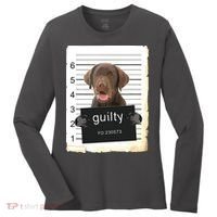 Chocolate Lab Labrador Dog Mug Shot Bad Dog Women's Long Sleeve Shirt thumb 0