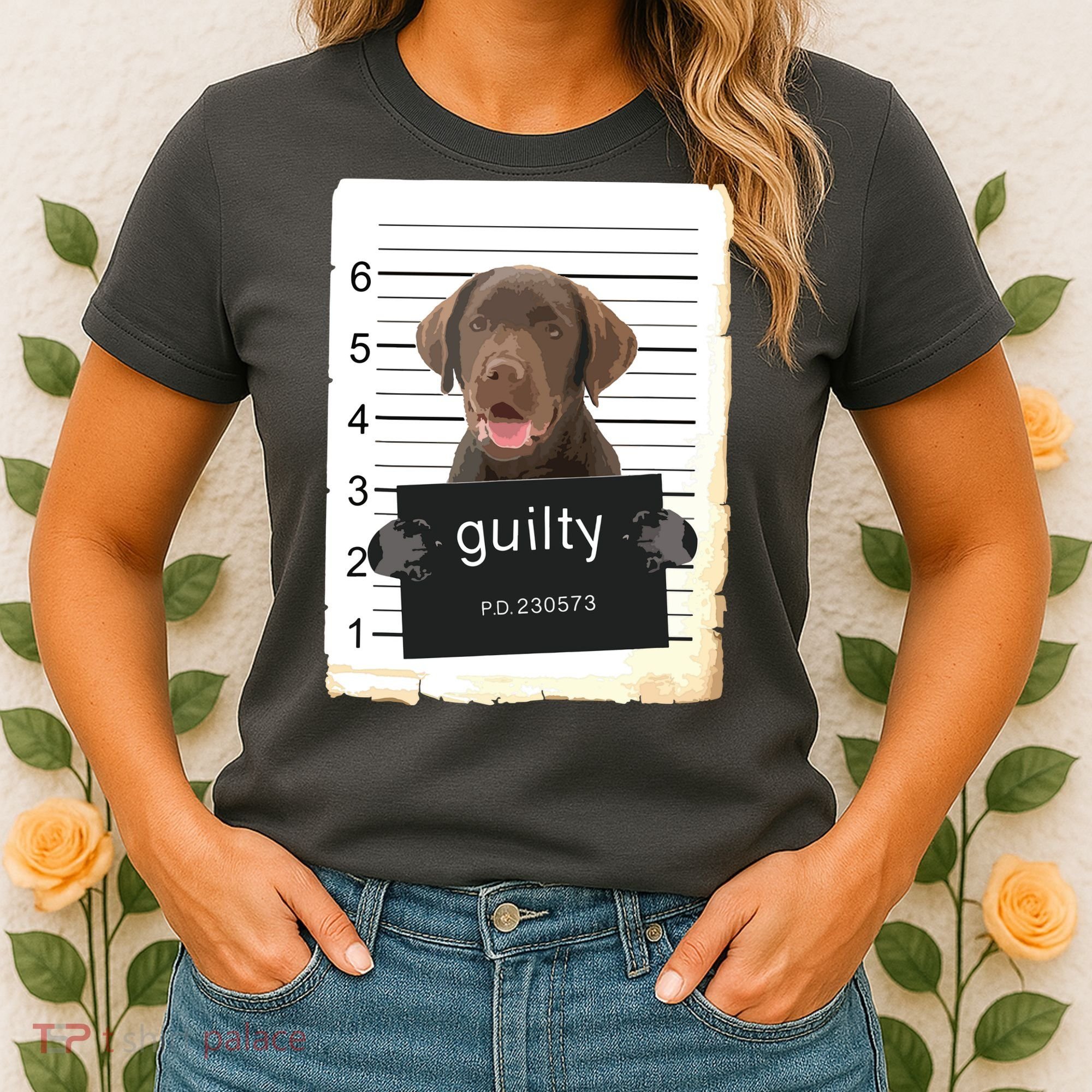 Chocolate Lab Labrador Dog Mug Shot Bad Dog Women's T-Shirt