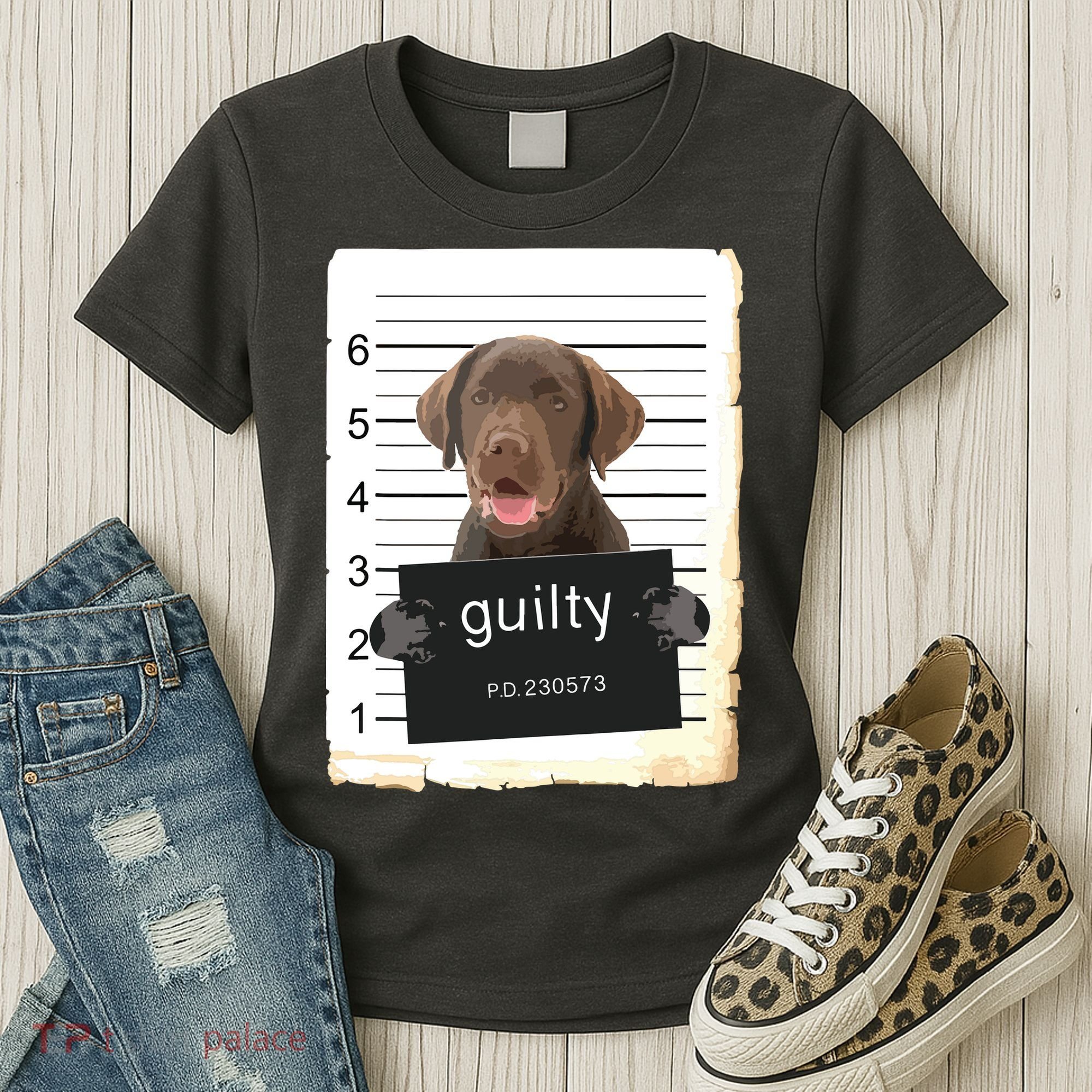 Chocolate Lab Labrador Dog Mug Shot Bad Dog Women's T-Shirt