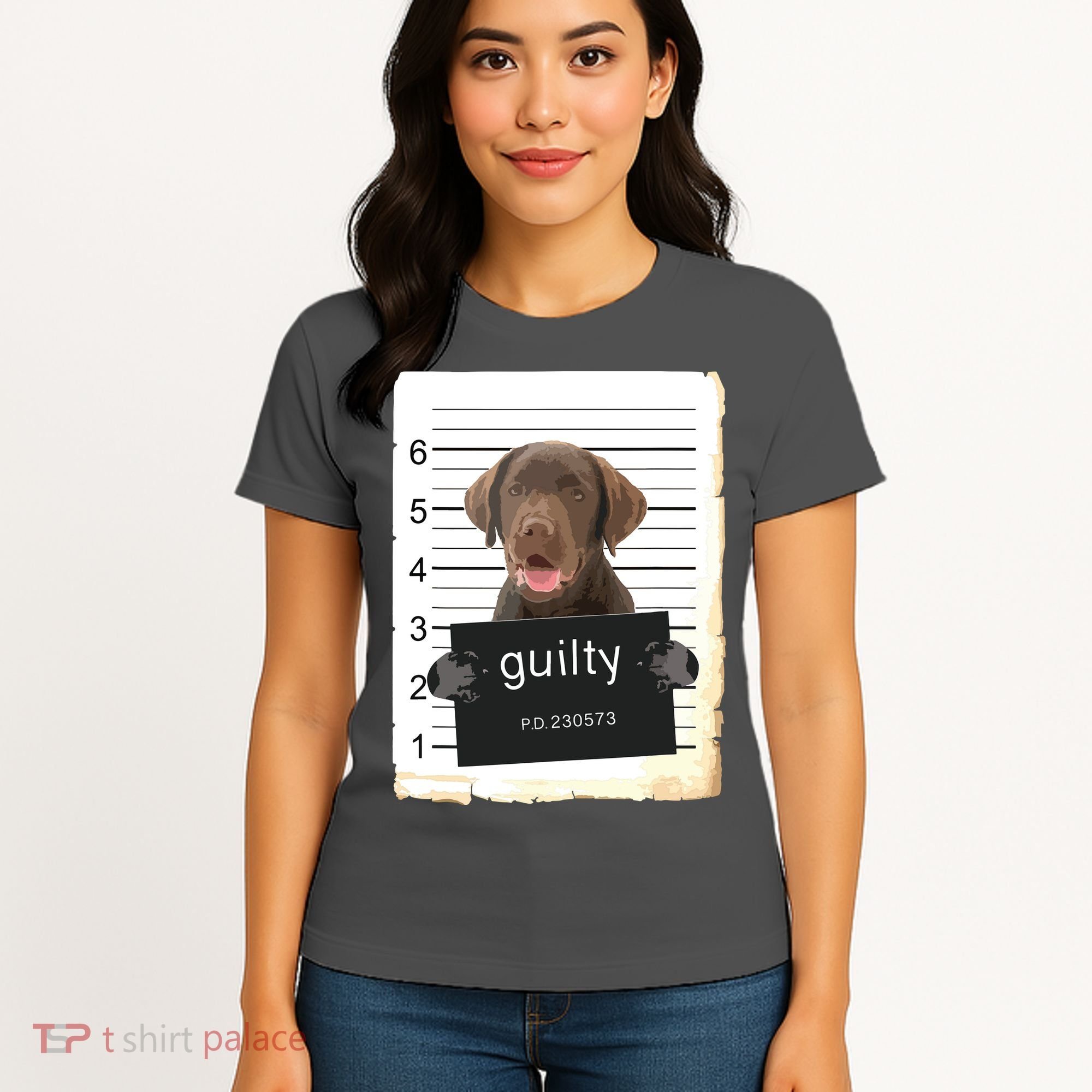 Chocolate Lab Labrador Dog Mug Shot Bad Dog Women's T-Shirt