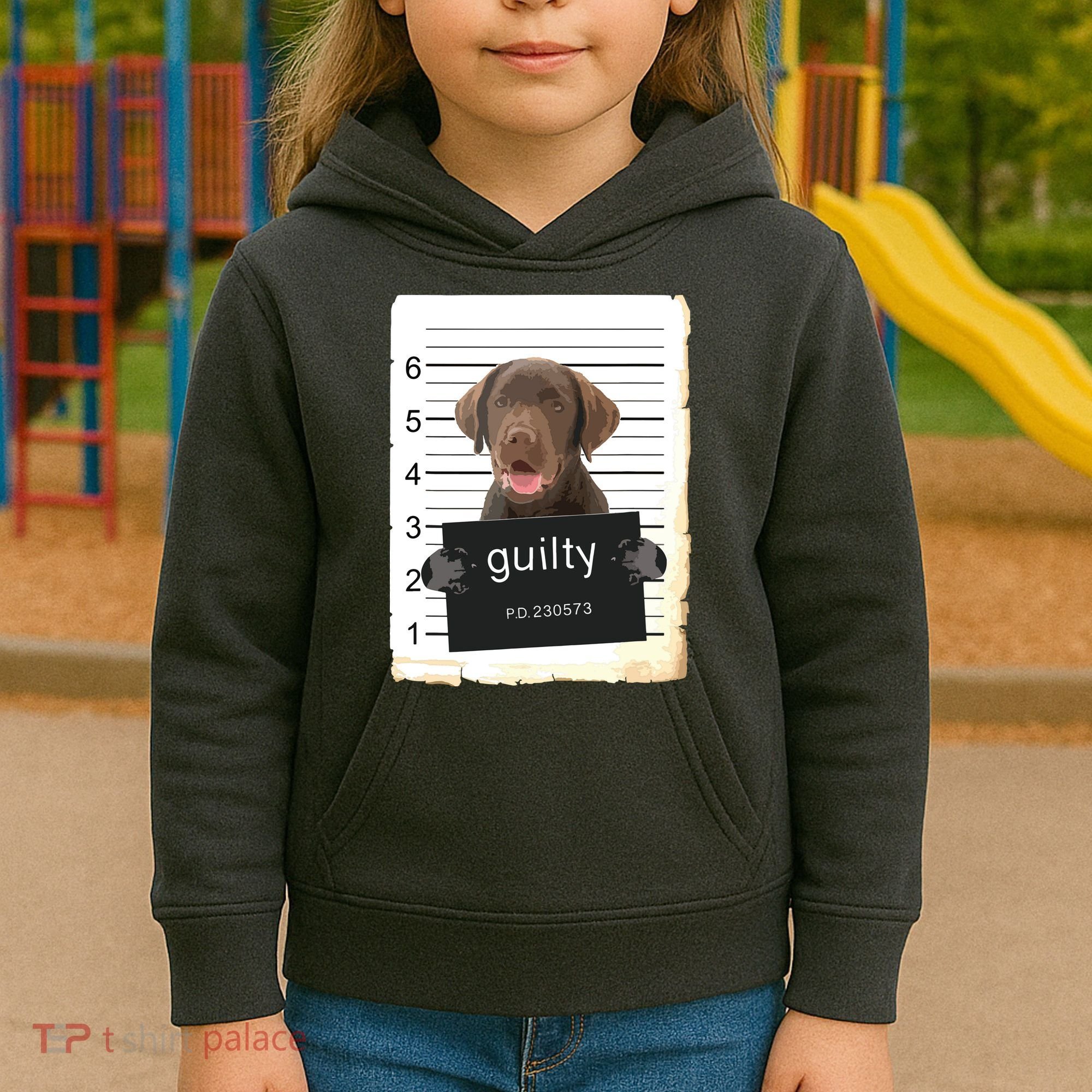 Chocolate Lab Labrador Dog Mug Shot Bad Dog Kids Hoodie