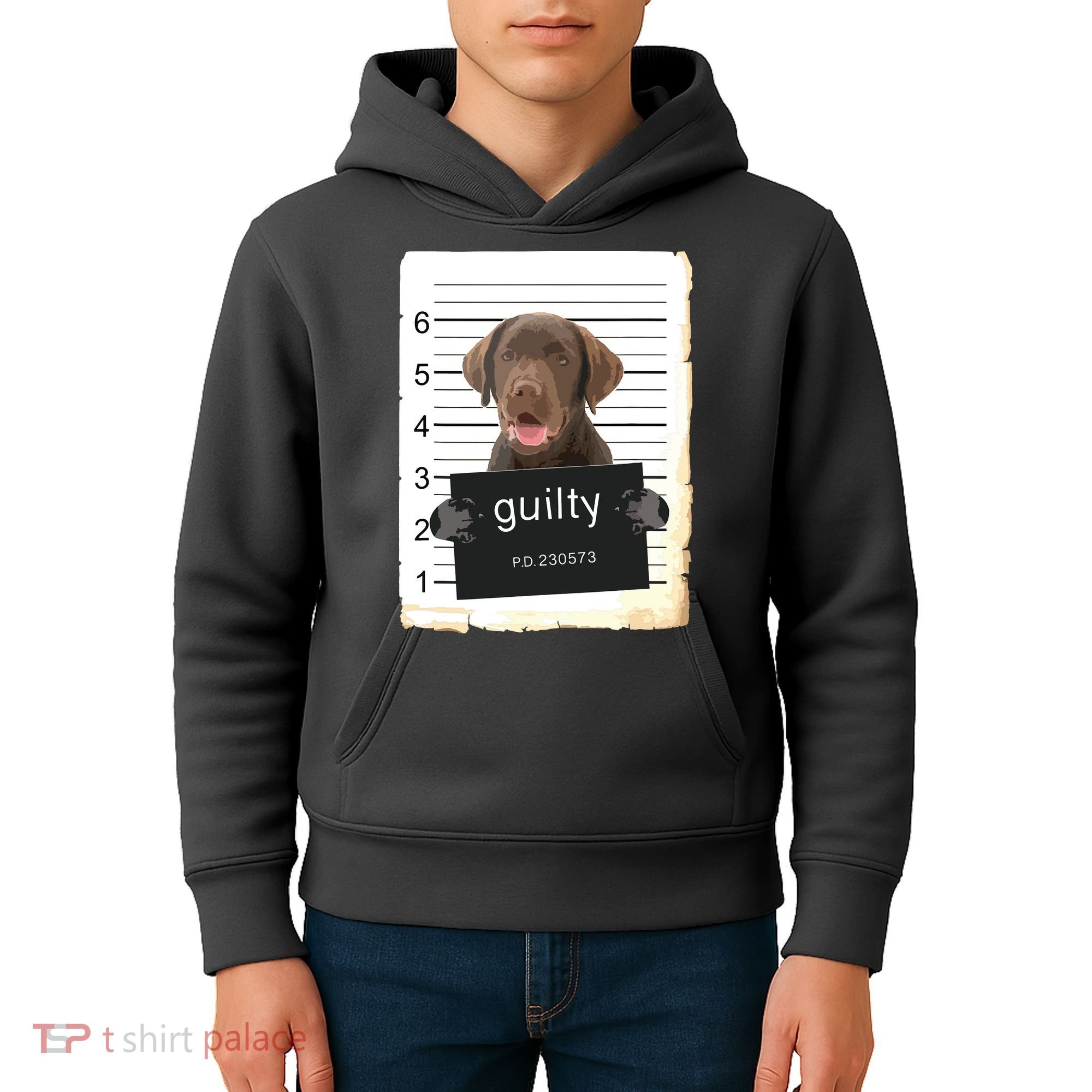 Chocolate Lab Labrador Dog Mug Shot Bad Dog Kids Hoodie