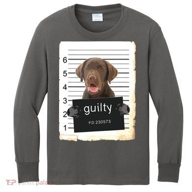 Chocolate Lab Labrador Dog Mug Shot Bad Dog Kids Long Sleeve Shirt