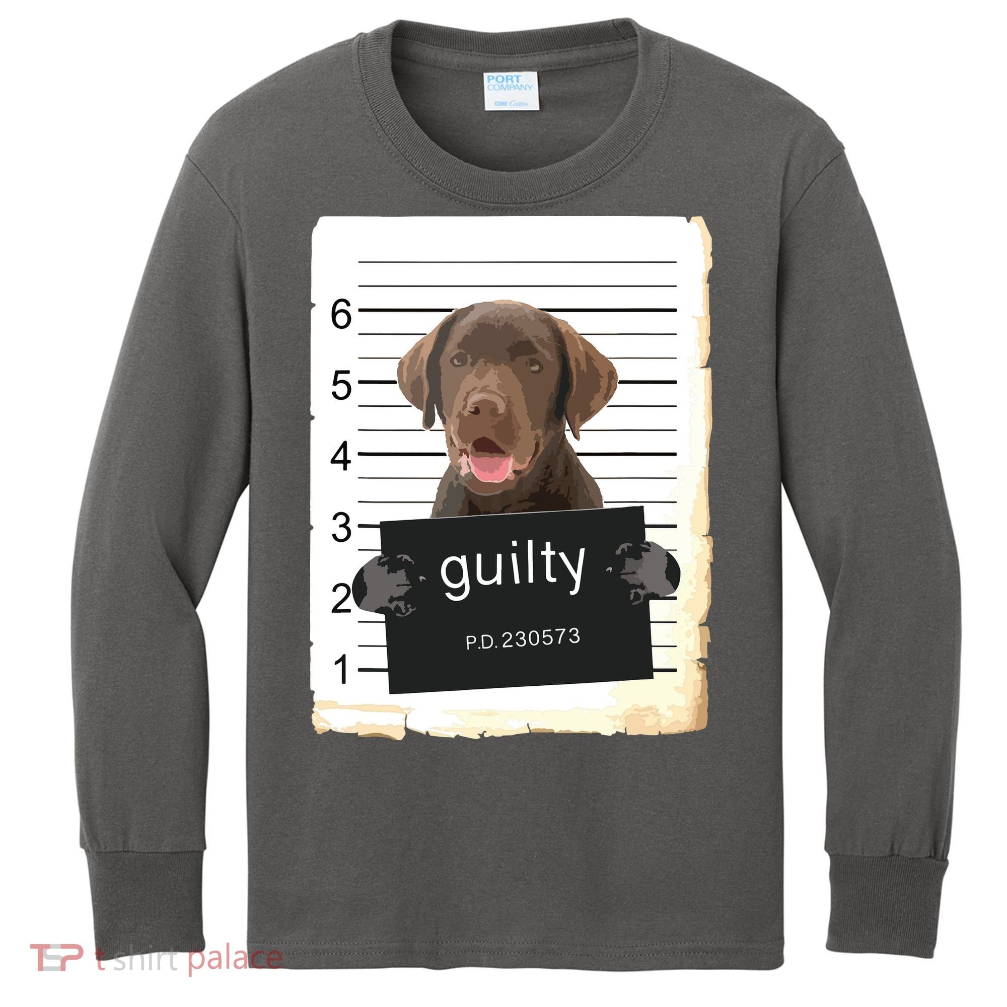 Chocolate Lab Labrador Dog Mug Shot Bad Dog Kids Long Sleeve Shirt