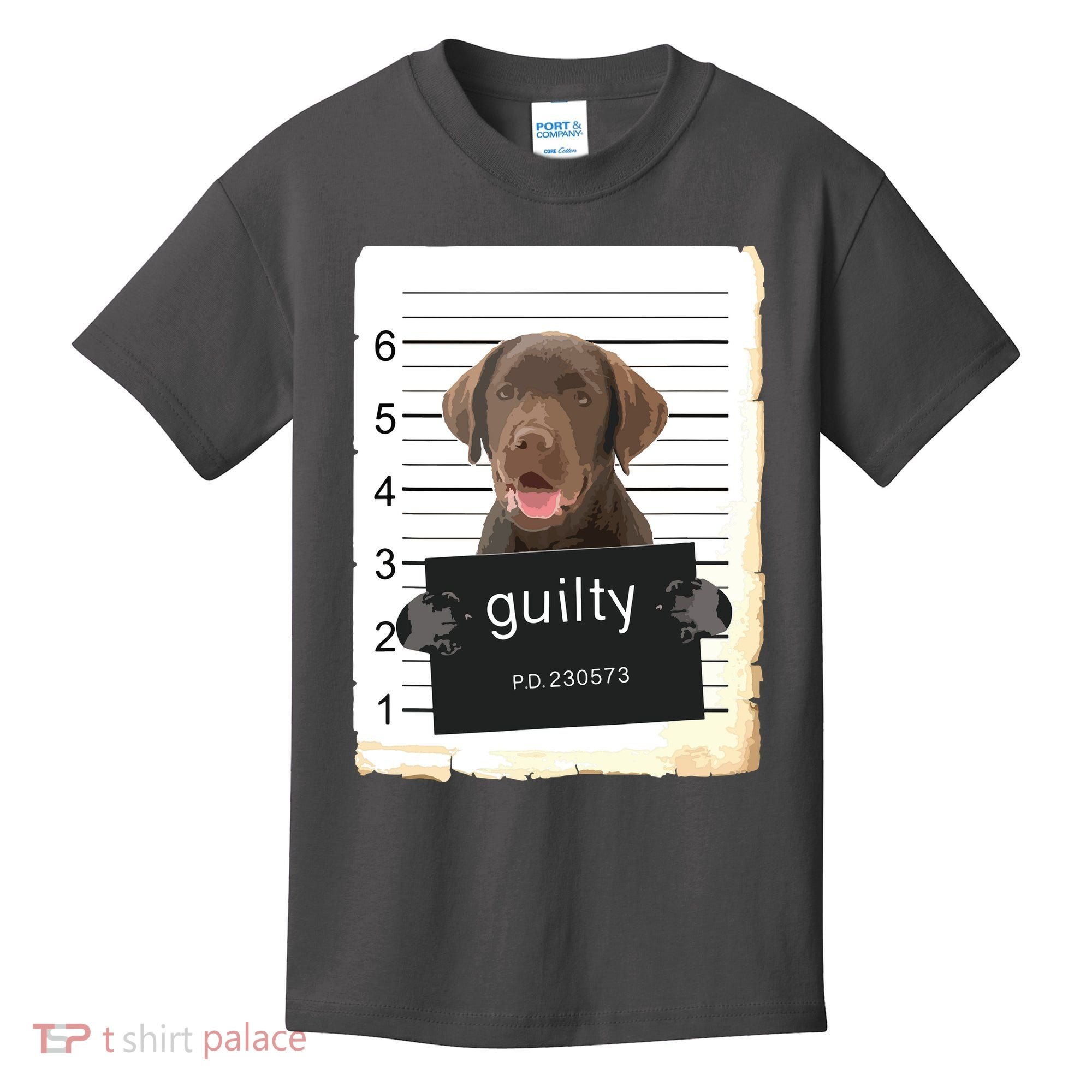 Chocolate Lab Labrador Dog Mug Shot Bad Dog Kids T-Shirt