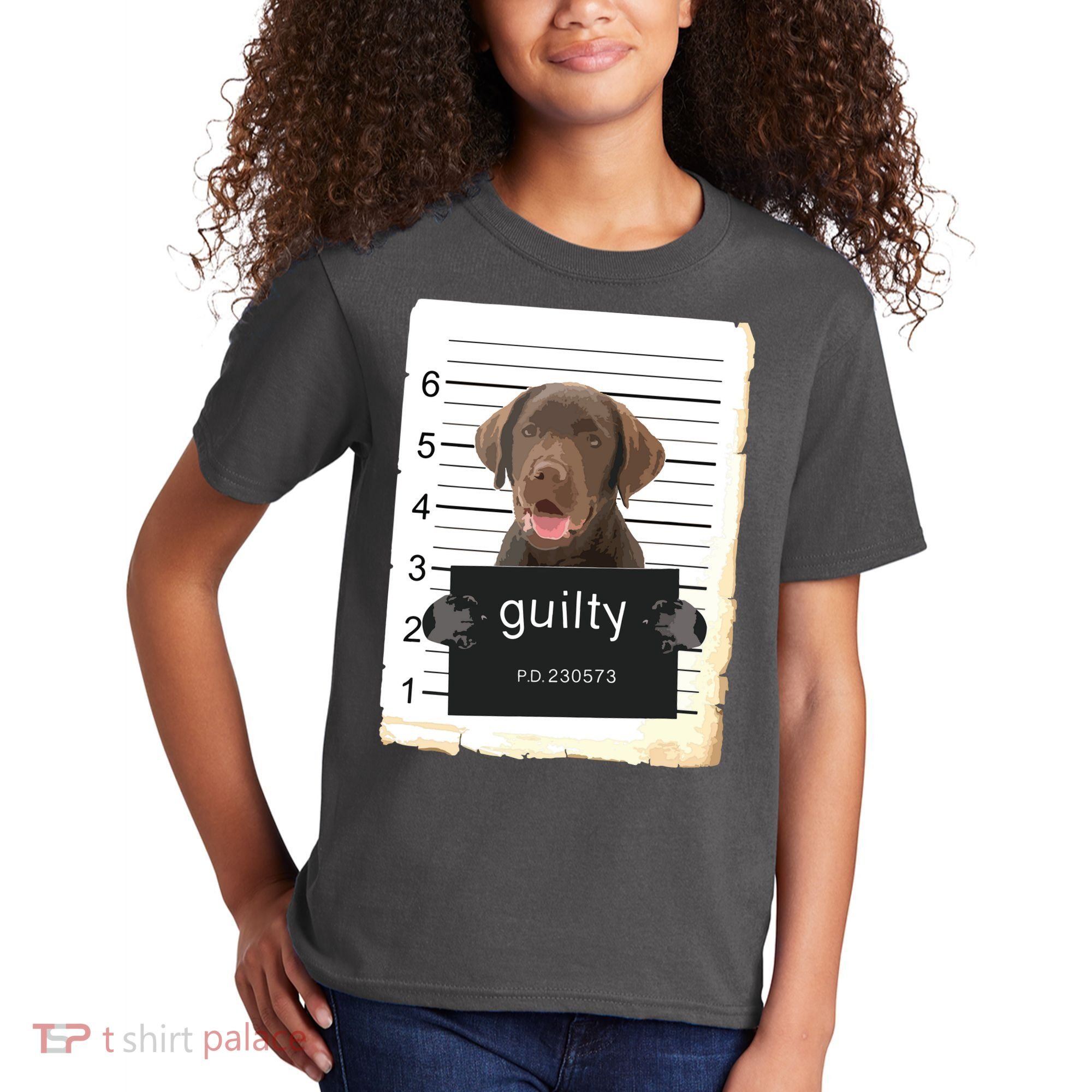 Chocolate Lab Labrador Dog Mug Shot Bad Dog Kids T-Shirt