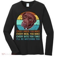 Chocolate Lab Labrador Retriever Dog Every Snack you Make Women's Long Sleeve Shirt thumb 0