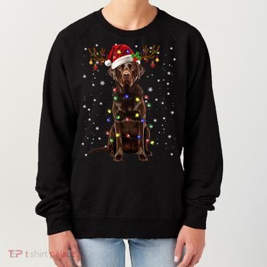 Chocolate Lab Labrador Christmas Tree Light Pajama Dog Xmas Women's Sweatshirt