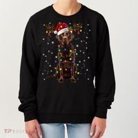 Chocolate Lab Labrador Christmas Tree Light Pajama Dog Xmas Women's Sweatshirt thumb 0