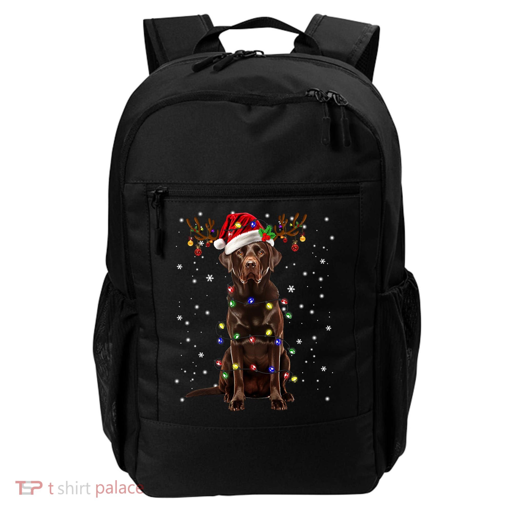Chocolate Lab Labrador Christmas Tree Light Pajama Dog Xmas Backpack