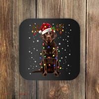 Chocolate Lab Labrador Christmas Tree Light Pajama Dog Xmas Coaster thumb 0
