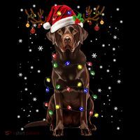 Chocolate Lab Labrador Christmas Tree Light Pajama Dog Xmas Coaster thumb 2