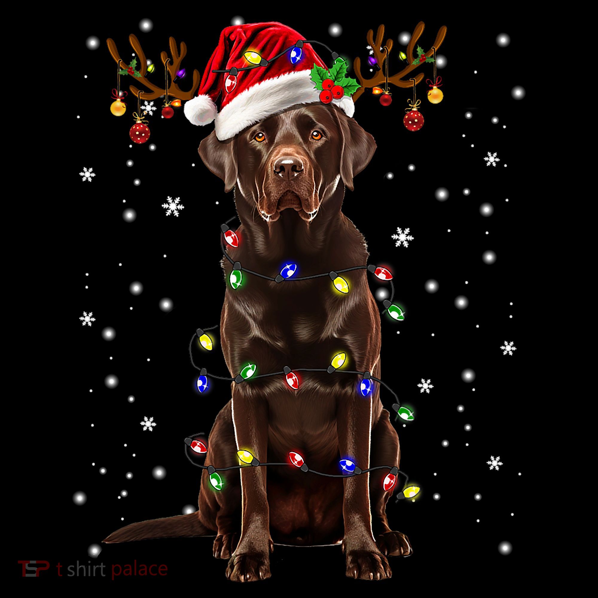 Chocolate Lab Labrador Christmas Tree Light Pajama Dog Xmas Coaster