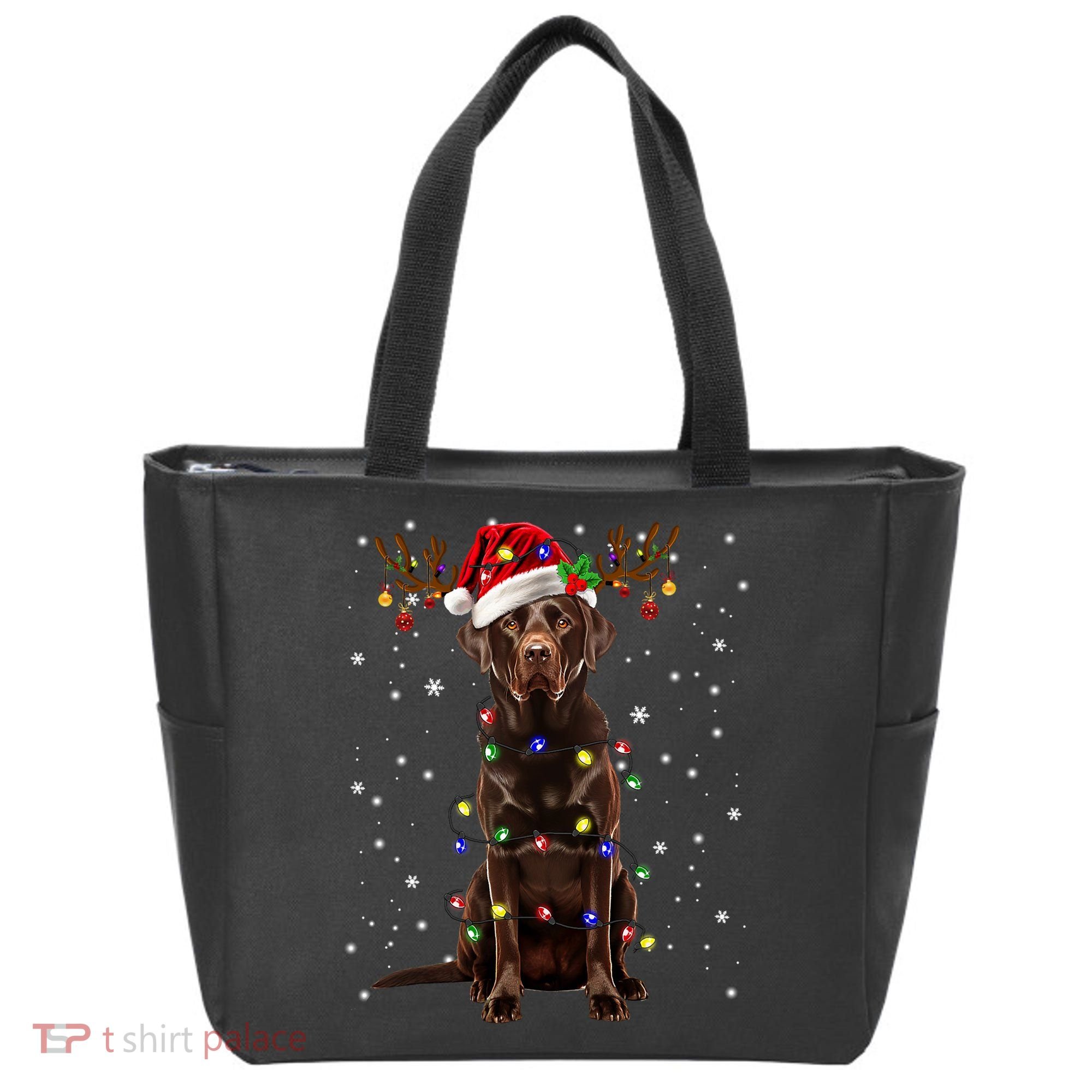 Chocolate Lab Labrador Christmas Tree Light Pajama Dog Xmas Tote Bag