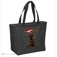 Chocolate Lab Labrador Christmas Tree Light Pajama Dog Xmas Tote Bag thumb 2