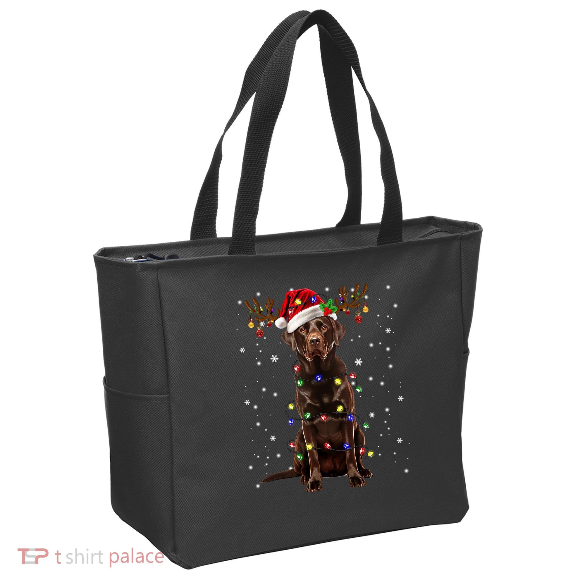 Chocolate Lab Labrador Christmas Tree Light Pajama Dog Xmas Tote Bag