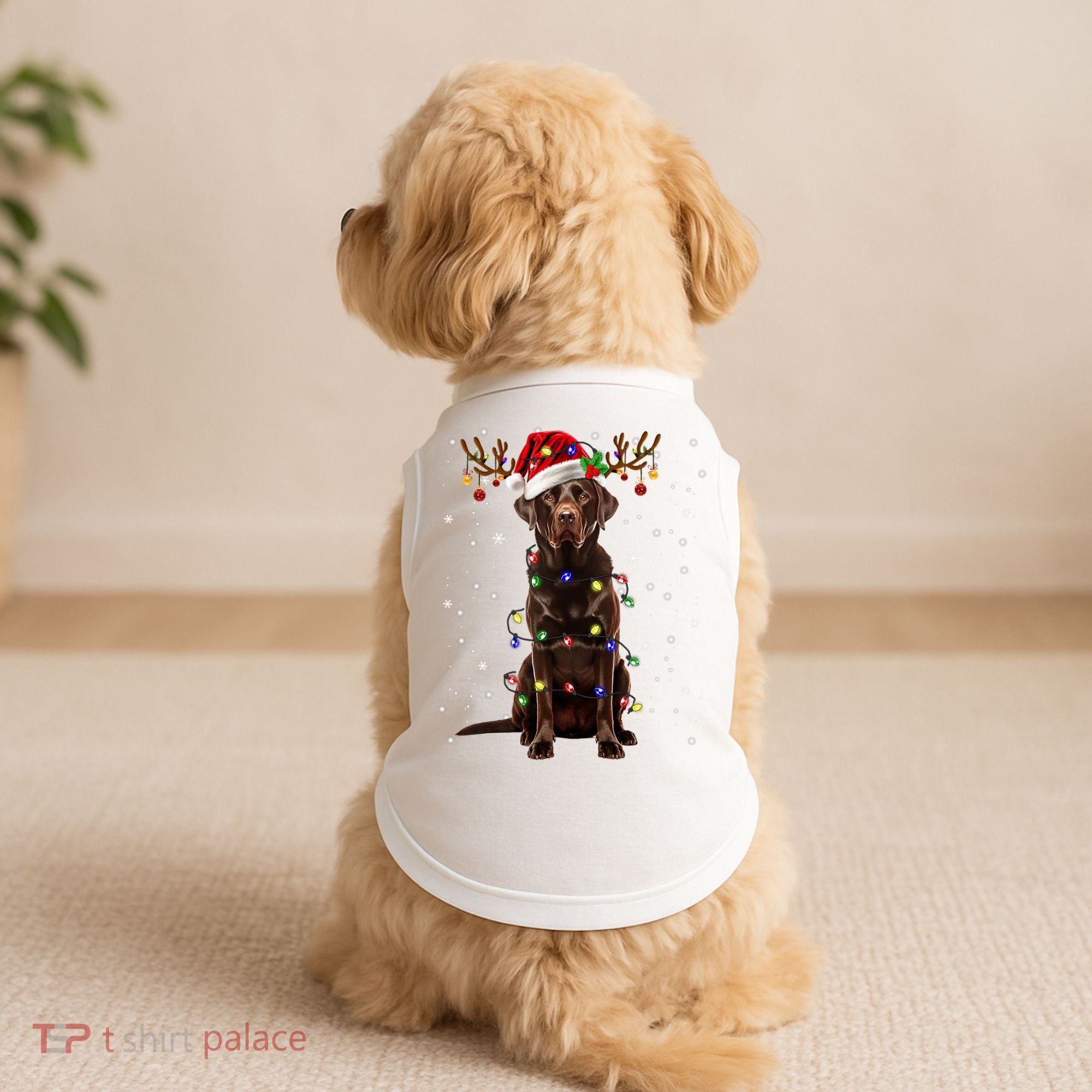 Chocolate Lab Labrador Christmas Tree Light Pajama Dog Xmas Doggie Tank