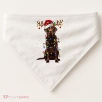 Chocolate Lab Labrador Christmas Tree Light Pajama Dog Xmas USA-Made Doggie Bandana thumb 0