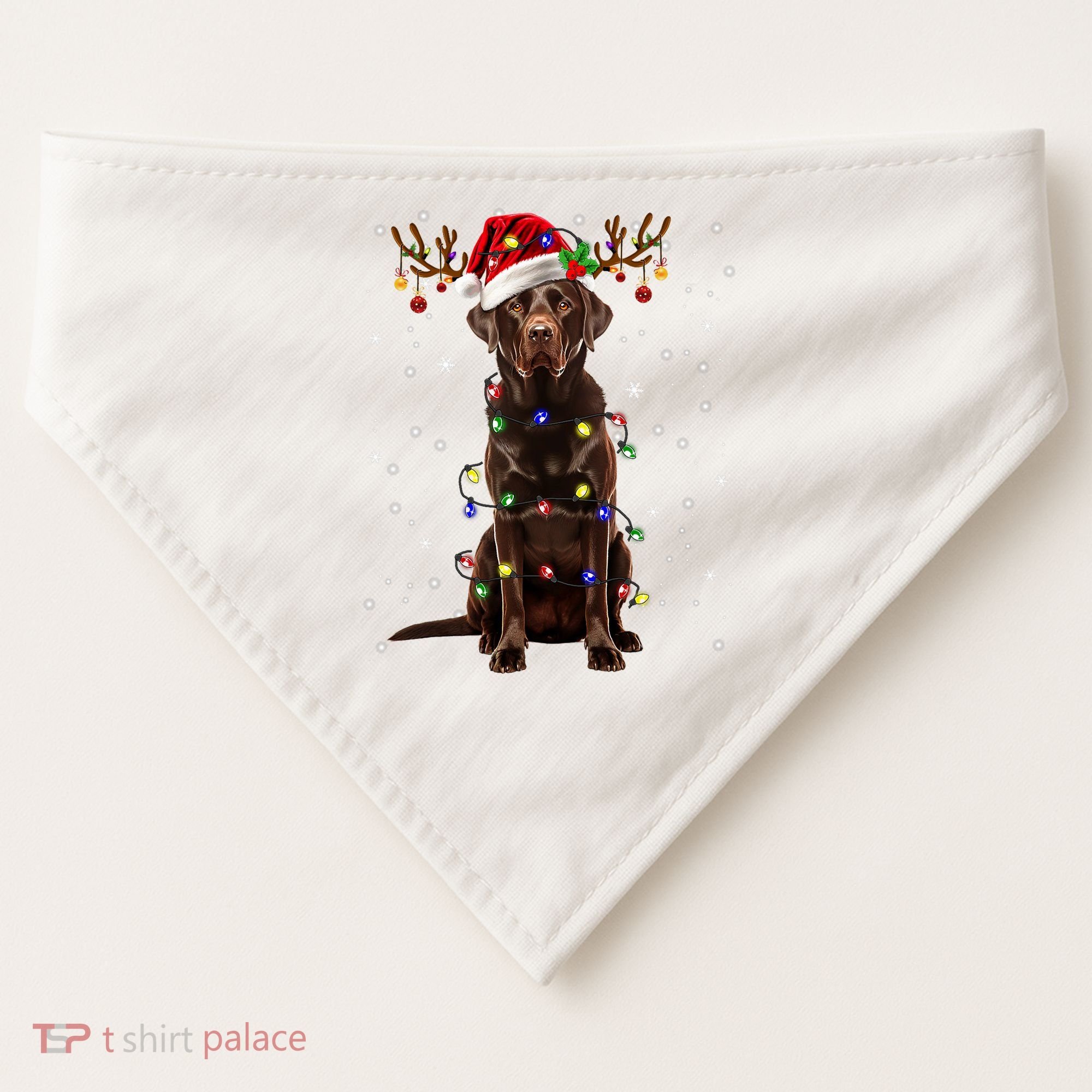 Chocolate Lab Labrador Christmas Tree Light Pajama Dog Xmas USA-Made Doggie Bandana