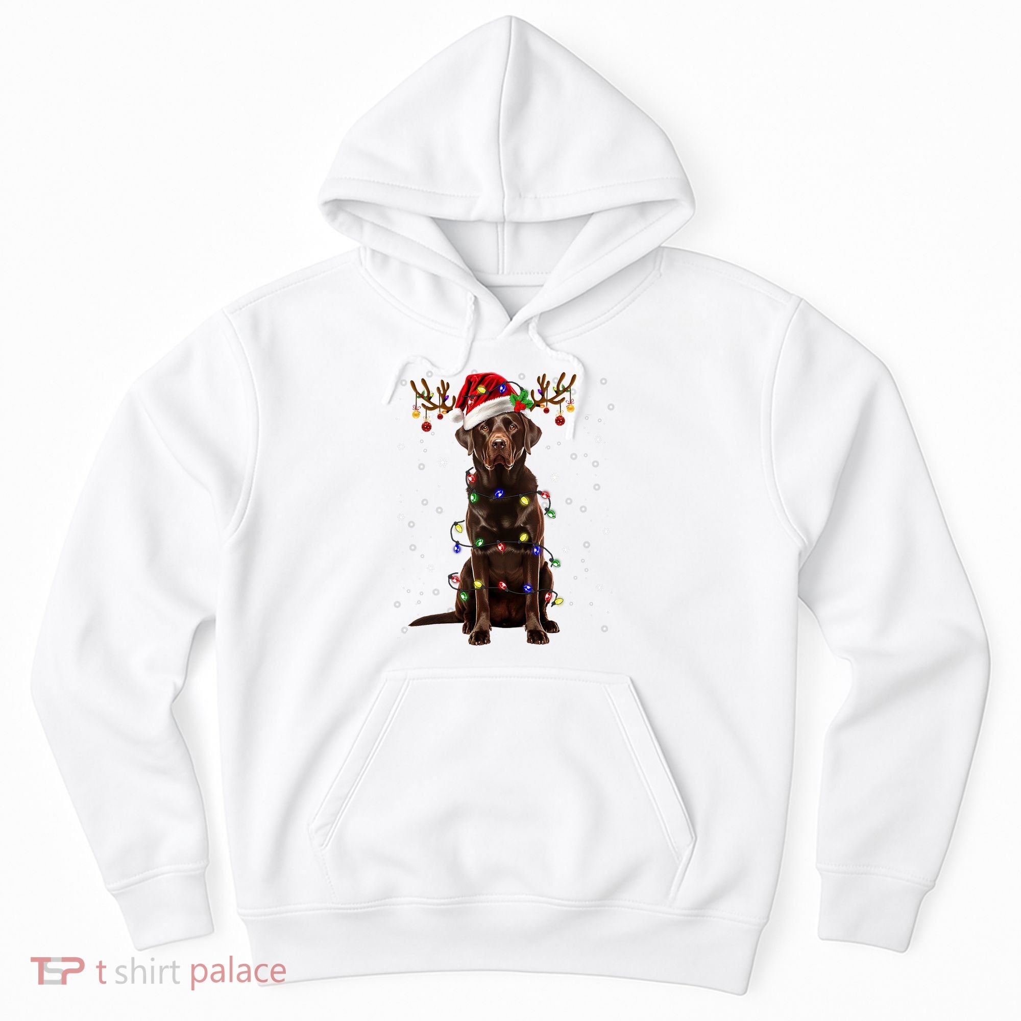 Chocolate Lab Labrador Christmas Tree Light Pajama Dog Xmas Hoodie