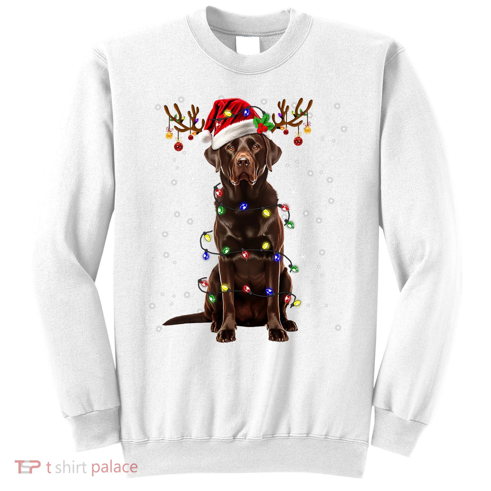 Chocolate Lab Labrador Christmas Tree Light Pajama Dog Xmas Sweatshirt