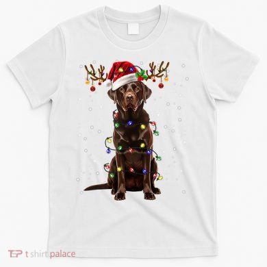 Chocolate Lab Labrador Christmas Tree Light Pajama Dog Xmas T-Shirt