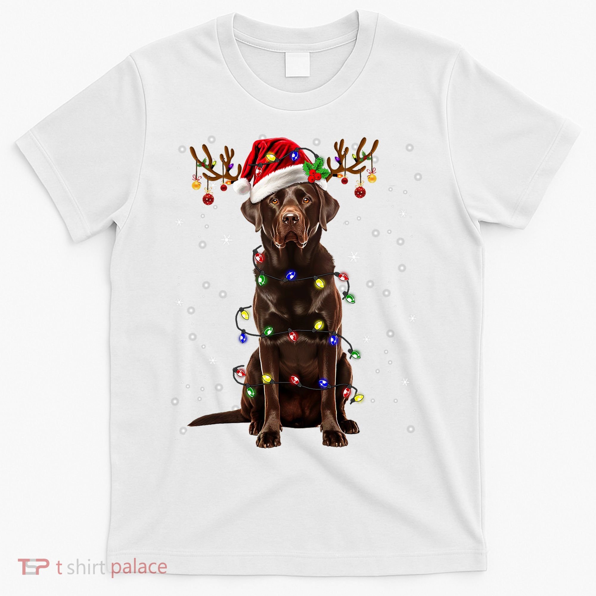 Chocolate Lab Labrador Christmas Tree Light Pajama Dog Xmas T-Shirt