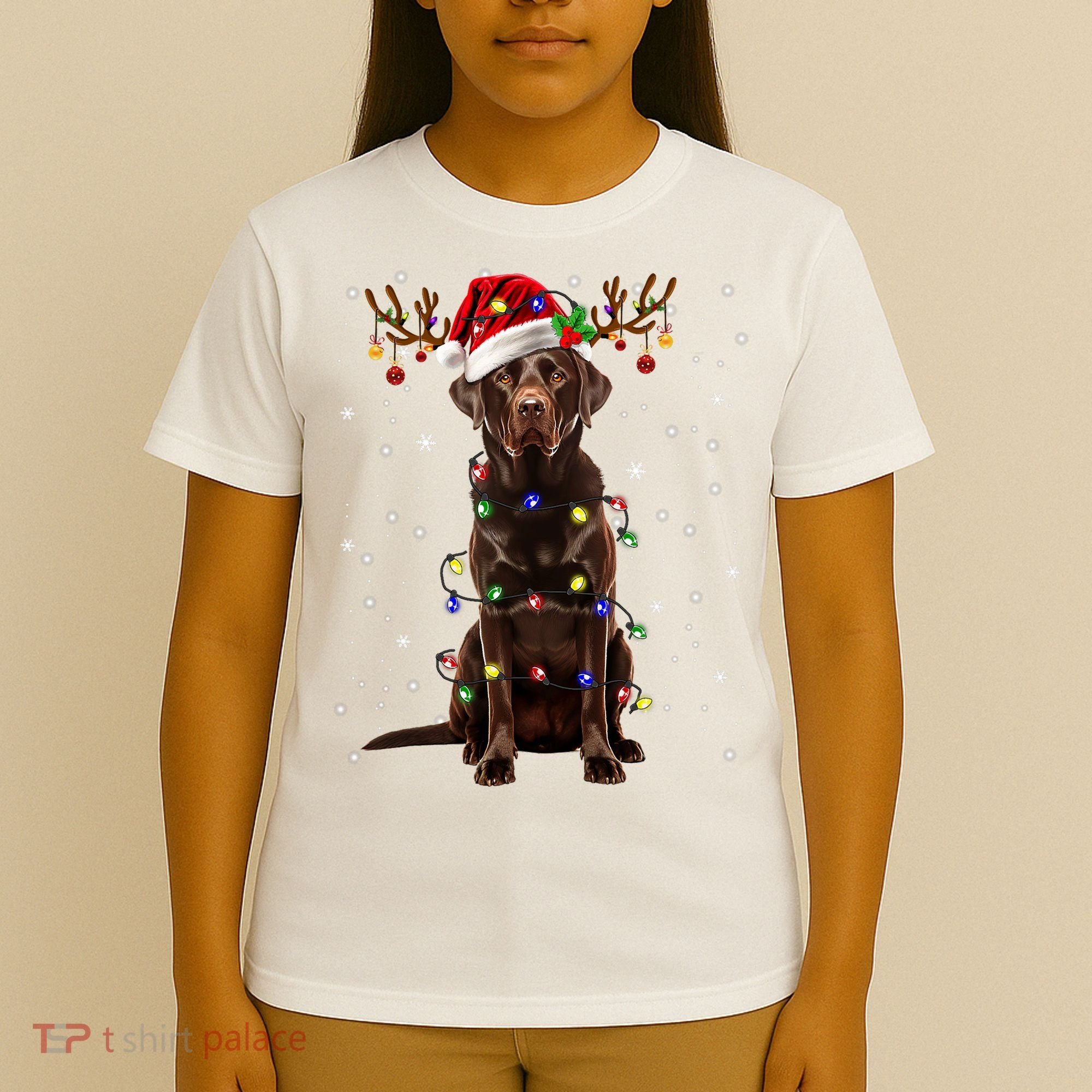 Chocolate Lab Labrador Christmas Tree Light Pajama Dog Xmas T-Shirt